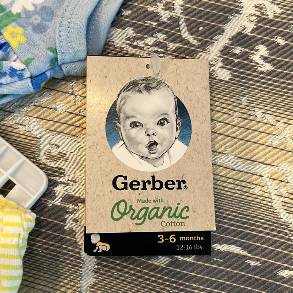 NWT Gerber 3 piece organic cotton matched set blue and yellow floral 3-6 month - Picture 6 of 9